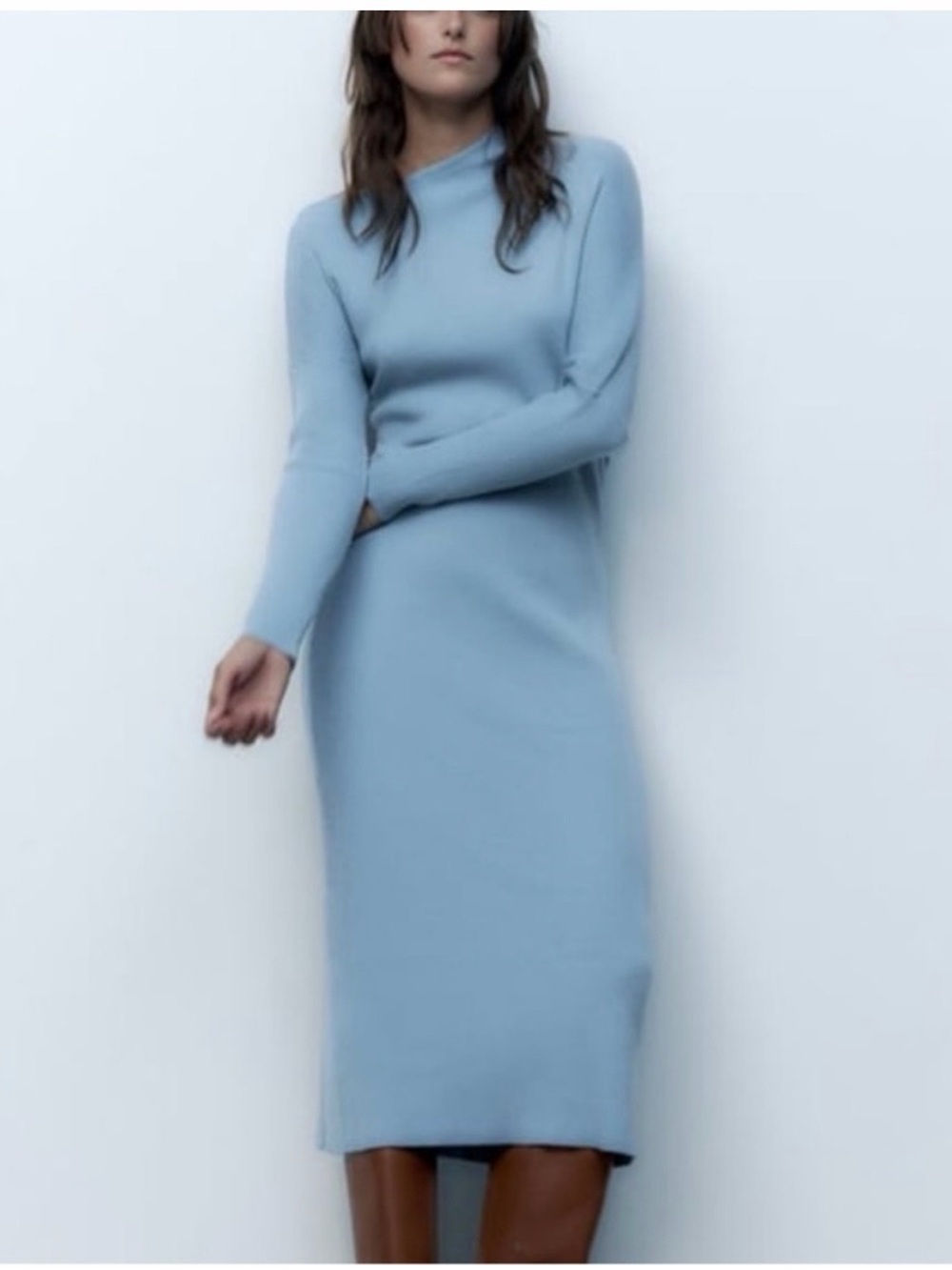 Zara Asymmetric Ribbed Sweater Dress